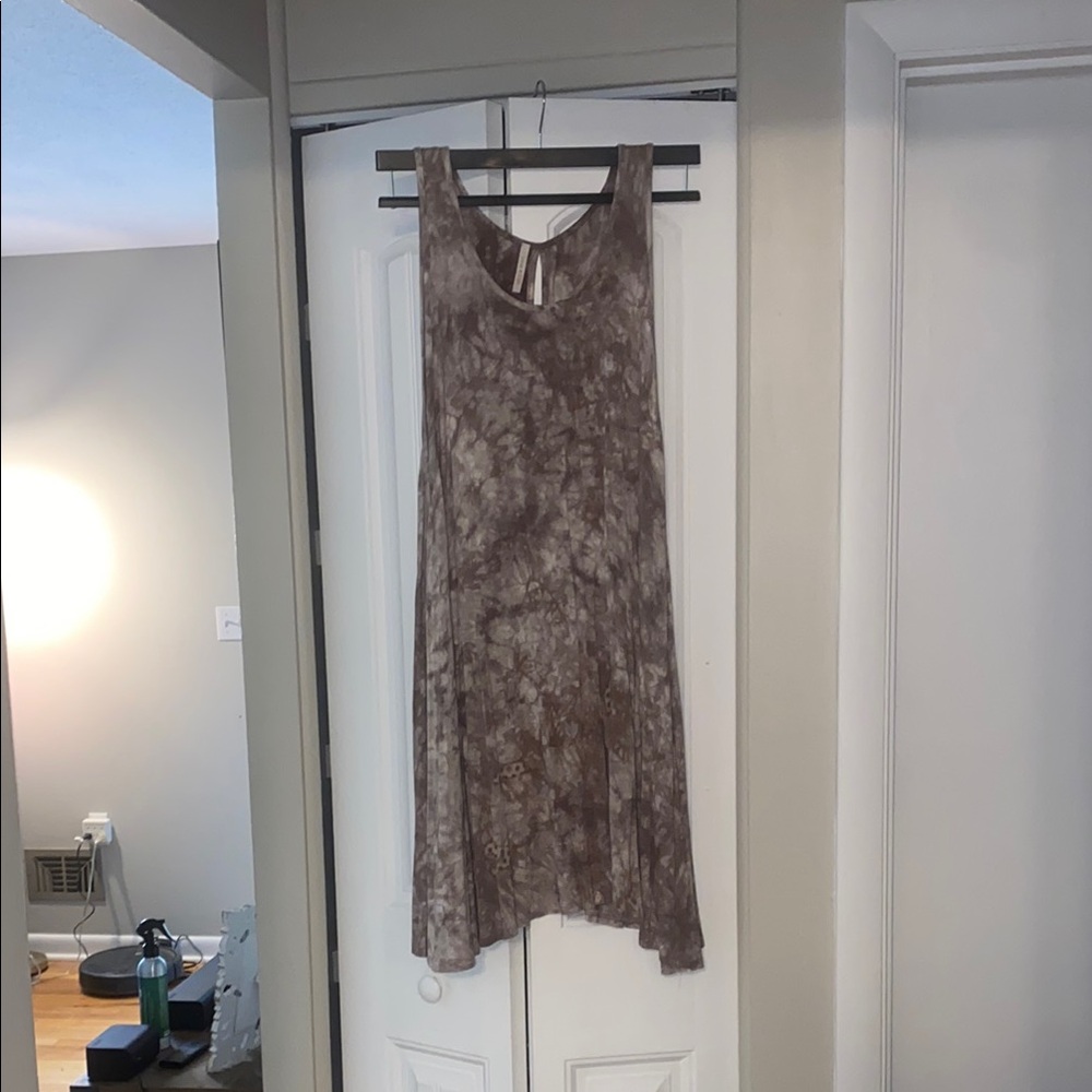 Chic Asymmetrical Brown Tie-Dye Dress